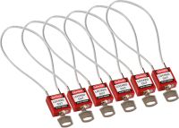 Brady Compact Cable Padlock Red 40Cm Ka/6Pk Safety Padlocks - Compact Cable 146132