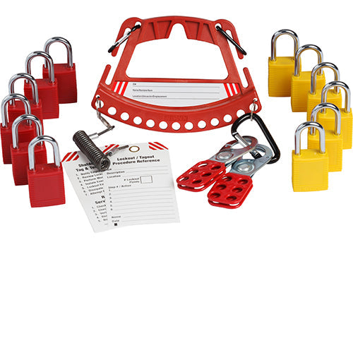 Brady Carrier W/ 6 Redka1 & 6 Ylwka2 Locks Safety Lock and Tag Carrier With 2 Sets of 6 Keyed Alike Safety Padlocks 148864