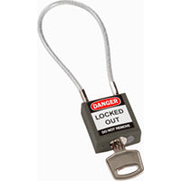 Brady Compact Cable Padlock Grey 20Cm Kd Safety Padlocks - Compact Cable 195936