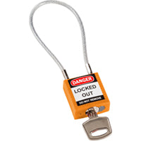 Brady Compact Cable Padlock Orange 20Cm Kd Safety Padlocks - Compact Cable 195937