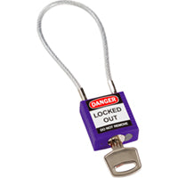 Brady Compact Cable Padlock Purple 20Cm Kd Safety Padlocks - Compact Cable 195938