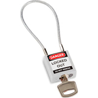 Brady Compact Cable Padlock White 20Cm Kd Safety Padlocks - Compact Cable 195939