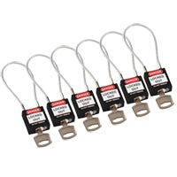 Brady Compact Cable Padlock Black 20Cm  Ka/6Pk Safety Padlocks - Compact Cable 195946