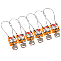 Brady Compact Cable Padlock Orange 20Cm Kd/6Pk Safety Padlocks - Compact Cable 195983