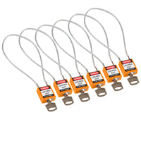 Brady Compact Cable Padlock Orange 40Cm Ka/6Pk Safety Padlocks - Compact Cable 195955