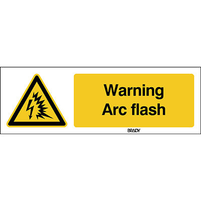 Brady W/W042/En298/Pe-150X50-1 ISO Safety Sign - Warning; Arc flash 198373