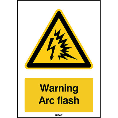 Brady W/W042/En298/Pe-148X210-1 ISO Safety Sign - Warning; Arc flash 198377