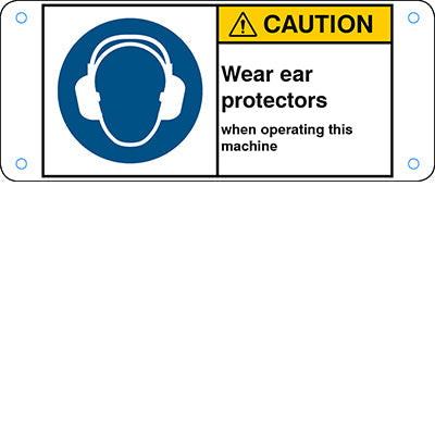Brady M/M003/En271-Alu05-120X50/1-B ISO Safety Sign - Wear ear protection 302760