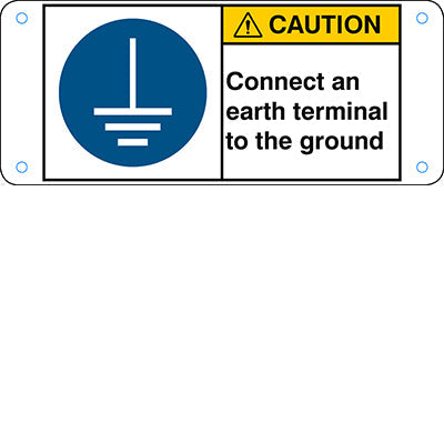 Brady M/M005/En133-Alu05-120X50/1-B ISO Safety Sign - Connect an earth terminal to the ground 302763