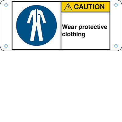 Brady M/M010/En68-Alu05-120X50/1-B ISO Safety Sign - Wear protective clothing 302767