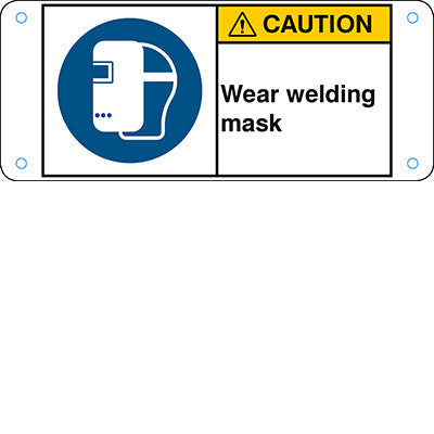 Brady M/M019/En286-Alu05-120X50/1-B ISO Safety Sign - Wear welding mask 302773