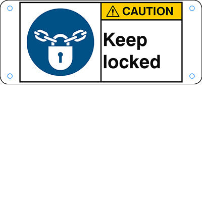 Brady M/M028/En42-Alu05-120X50/1-B ISO Safety Sign - Keep locked 302778