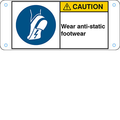 Brady M/M032/En450-Alu05-120X50/1-B ISO Safety Sign - Wear anti-static footwear 302781
