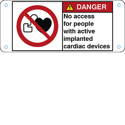 Brady P/P007/En203-Alu05-120X50/1-B ISO Safety Sign - No access for people with active implanted cardiac devices 302786