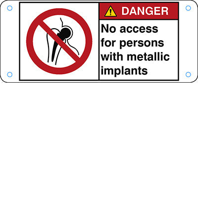 Brady P/P014/En204-Alu05-120X50/1-B ISO Safety Sign - No access for persons with metallic implants 302792