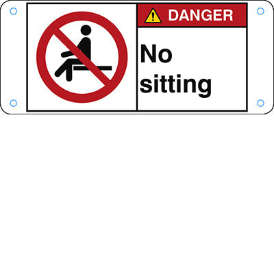 Brady P/P018/En218-Alu05-120X50/1-B ISO Safety Sign - No sitting 302796