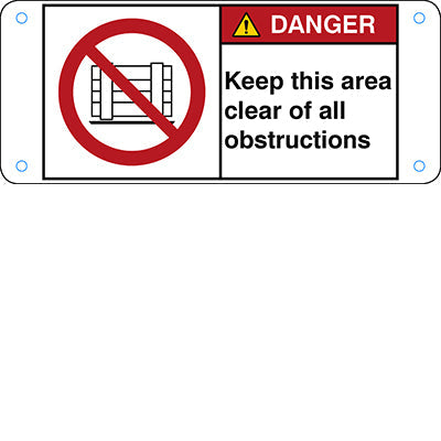 Brady P/P023/En198-Alu05-120X50/1-B ISO Safety Sign - Keep this area clear of all obstructions 302799
