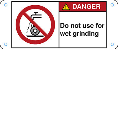 Brady P/P033/En166-Alu05-120X50/1-B ISO Safety Sign - Do not use for wet grinding 302805