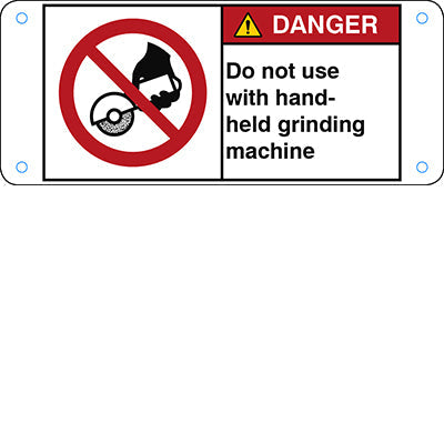 Brady P/P034/En172-Alu05-120X50/1-B ISO Safety Sign - Do not use with hand-held grinding machine 302806