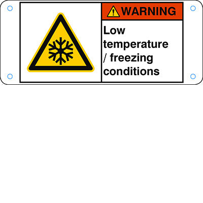 Brady W/W010/En431-Alu05-120X50/1-B ISO Safety Sign - Low temperature / freezing conditions 302815
