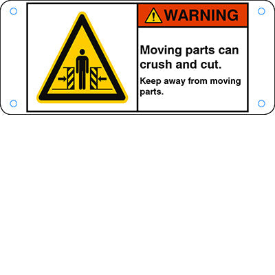 Brady W/W019/En387-Alu05-120X50/1-B ISO Safety Sign - Moving parts can crush and cut. Keep away from moving parts. 302833