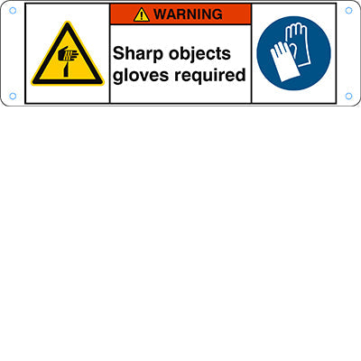 Brady W/W022/M009/En442-Alu05-170X50/1-B ISO Safety Sign - Sharp objects gloves required 302840