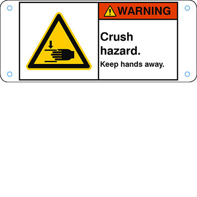 Brady W/W024/En386-Alu05-120X50/1-B ISO Safety Sign - Crush hazard. Keep hands away. 302842