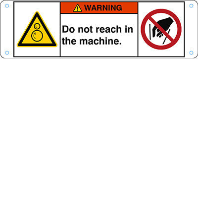 Brady W/W025/P015/En446-Alu05-170X50/1-B ISO Safety Sign - Do not reach in the machine. 302844