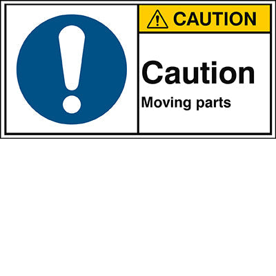 Brady M/M001/En91-Peul-100X50/1-B ISO Safety Sign - Caution Moving parts 302854