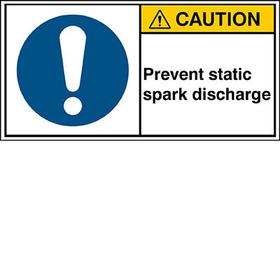 Brady M/M001/En421-Peul-100X50/1-B ISO Safety Sign - Prevent static spark discharge 302855
