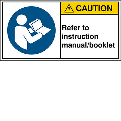 Brady M/M002/En228-Peul-100X50/1-B ISO Safety Sign - Refer to instruction manual/booklet 302856