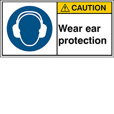 Brady M/M003/En272-Peul-100X50/1-B ISO Safety Sign - Wear ear protection 302857