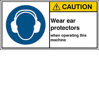 Brady M/M003/En271-Peul-100X50/1-B ISO Safety Sign - Wear ear protection 302858