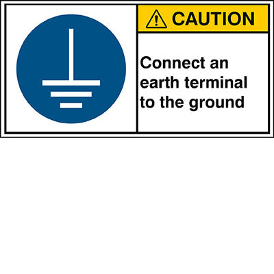 Brady M/M005/En133-Peul-100X50/1-B ISO Safety Sign - Connect an earth terminal to the ground 302861