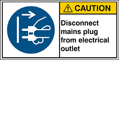 Brady M/M006/En158-Peul-100X50/1-B ISO Safety Sign - Disconnect mains plug from electrical outlet 302862