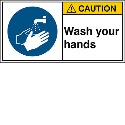 Brady M/M011/En269-Peul-100X50/1-B ISO Safety Sign - Wash your hands 302866