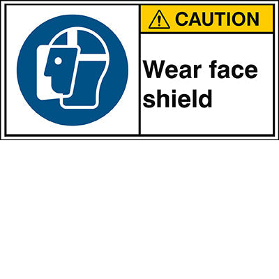 Brady M/M013/En274-Peul-100X50/1-B ISO Safety Sign - Wear face shield 302867