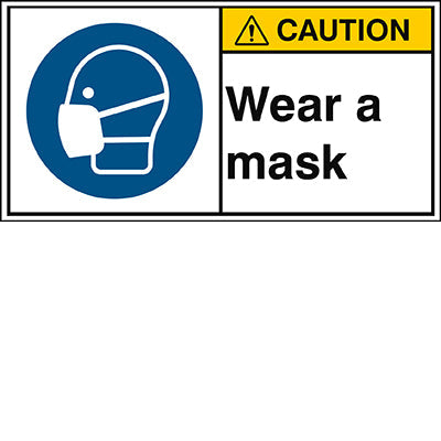 Brady M/M016/En270-Peul-100X50/1-B ISO Safety Sign - Wear a mask 302868