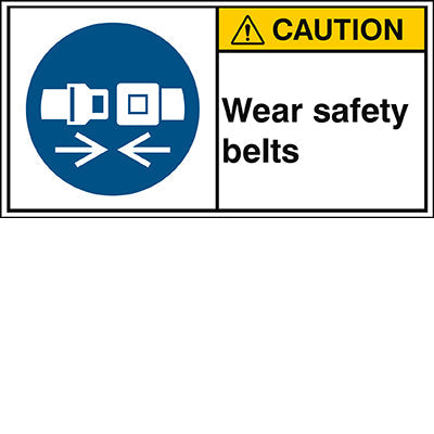 Brady M/M020/En283-Peul-100X50/1-B ISO Safety Sign - Wear safety belts 302872