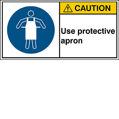 Brady M/M026/En240-Peul-100X50/1-B ISO Safety Sign - Use protective apron 302874