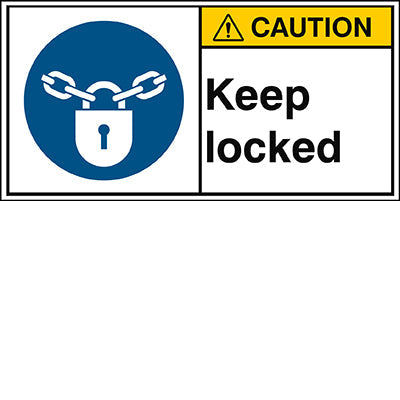 Brady M/M028/En42-Peul-100X50/1-B ISO Safety Sign - Keep locked 302876