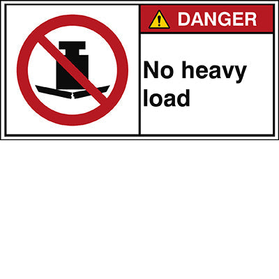 Brady P/P012/En210-Peul-100X50/1-B ISO Safety Sign - No heavy load 302888
