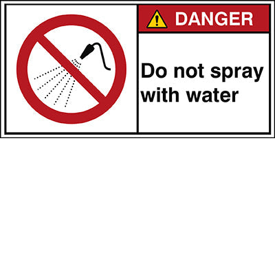 Brady P/P016/En408-Peul-100X50/1-B ISO Safety Sign - Do not spray with water 302892