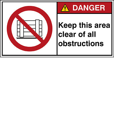 Brady P/P023/En198-Peul-100X50/1-B ISO Safety Sign - Keep this area clear of all obstructions 302897