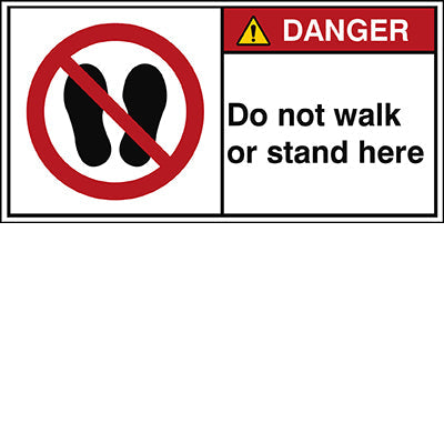 Brady P/P024/En173-Peul-100X50/1-B ISO Safety Sign - Do not walk or stand here 302898