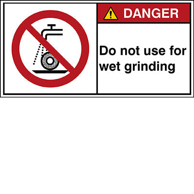 Brady P/P033/En166-Peul-100X50/1-B ISO Safety Sign - Do not use for wet grinding 302903