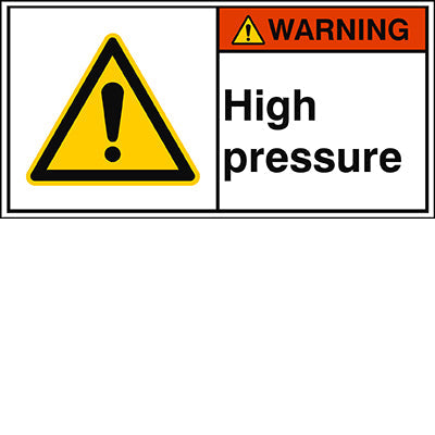 Brady W/W001/En425-Peul-100X50/1-B ISO Safety Sign - High pressure 302905