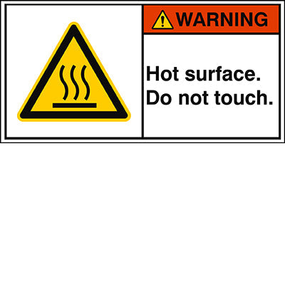 Brady W/W017/En310-Peul-100X50/1-B ISO Safety Sign - Hot surface. Do not touch. 302923