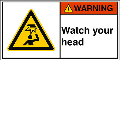 Brady W/W020/En439-Peul-100X50/1-B ISO Safety Sign - Watch your head 302934