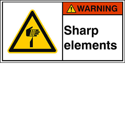 Brady W/W022/En230-Peul-100X50/1-B ISO Safety Sign - Sharp elements 302935